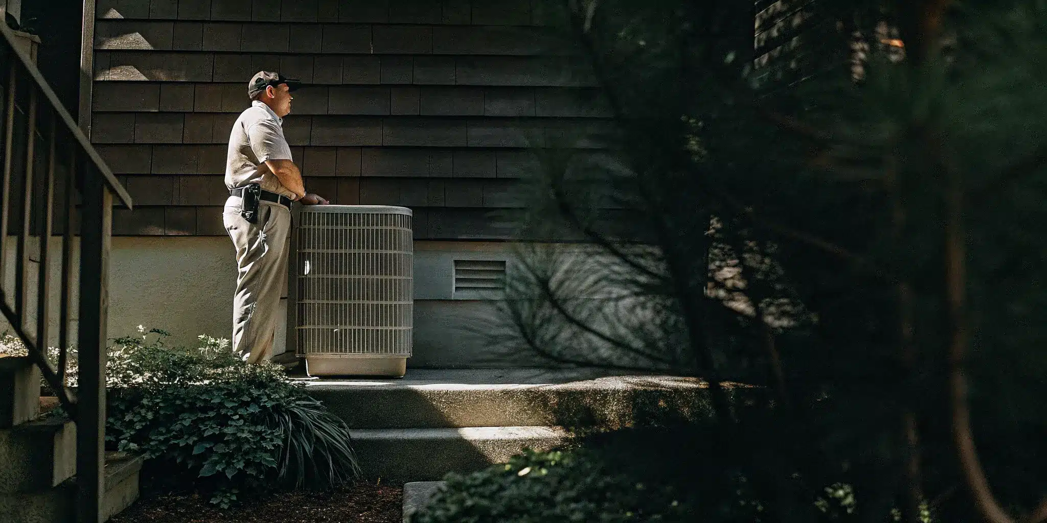 HVAC technician discussing central air conditioning installation with a homeowner in Indianapolis